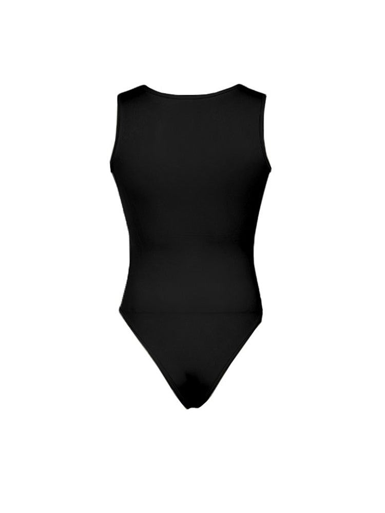 Aiertu - summer inspo Black Solid Basic Skinny Square Collar Sleeveless Bodysuit Women Aiertu