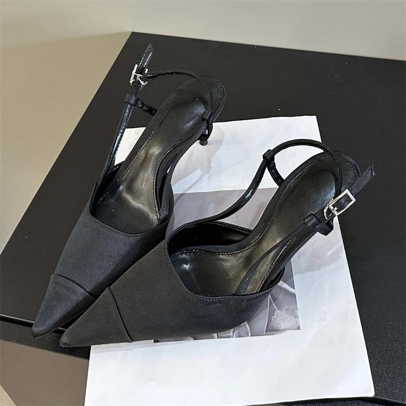 Aiertu  -  2025 New Spring Buckle Strap Women Pumps Sandals Fashion Shallow Thin Heels Pointed Toe Slingback Mules Tacones Mujer Aiertu