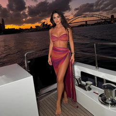 Aiertu  -  New Crochet Bikini With Cover Up Sexy Women Swimsuit Female Swimwear Long Skirt Bandeau Biquini Bodysuit Swimming Suit Beachwear Aiertu