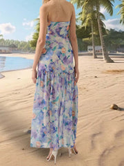 Aiertu  -  Women s Floral Print Off Shoulder Maxi Dress with Sleeveless Bandeau Top for Summer Beach Vacation Aiertu