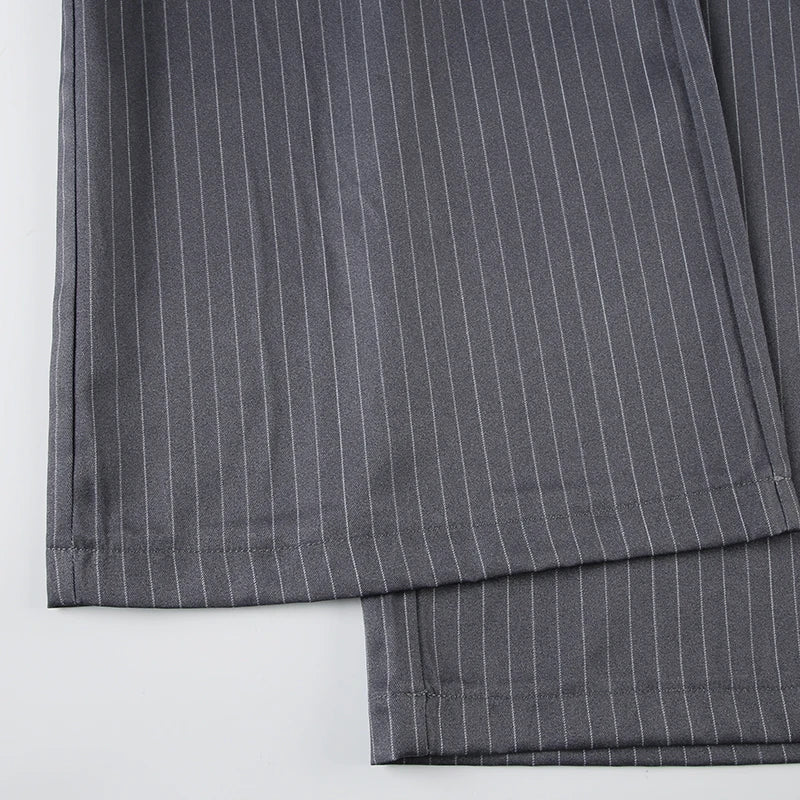 Aiertu  -  Harajuku Stripe Patched Straight Leg Women Suit Pants Streetwear Basic Office Ladies Trousers Contrast Color Outfits Aiertu