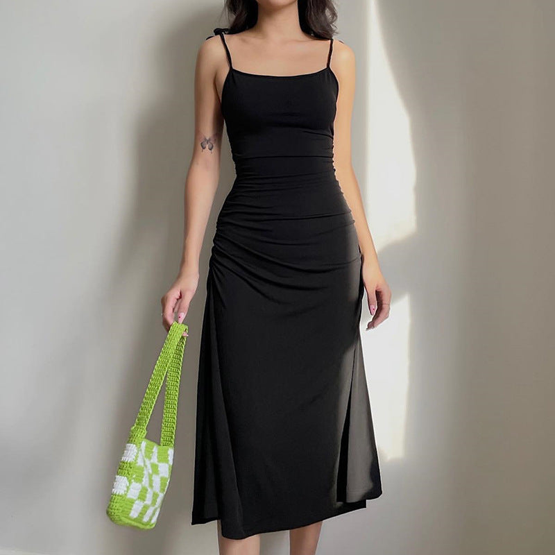 Aiertu - Black Sexy Big Halter Strap Dress Aiertu