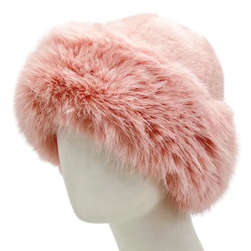 Aiertu  -  Winter Faux Fox Fur Bucket Hats For Women Soft Thickened Plush Fisherman Hat Outdoor Windproof Warm Beanies Caps Ski Panama Cap Aiertu