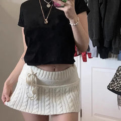 Aiertu  -  New American Fashion Knitted Skirts Y2k Aesthetic Solid Punk Sexy High Street Women Mini Skirt Vintage Fashion Popular Bottom Aiertu