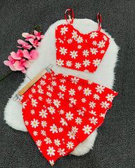 Aiertu  -  Harajuku New Skirt Sets Oversized Flower Pattern Black Y2k Two Piece Sets Womens Outfits Casual Fashion Dress Suspender Tops Aiertu