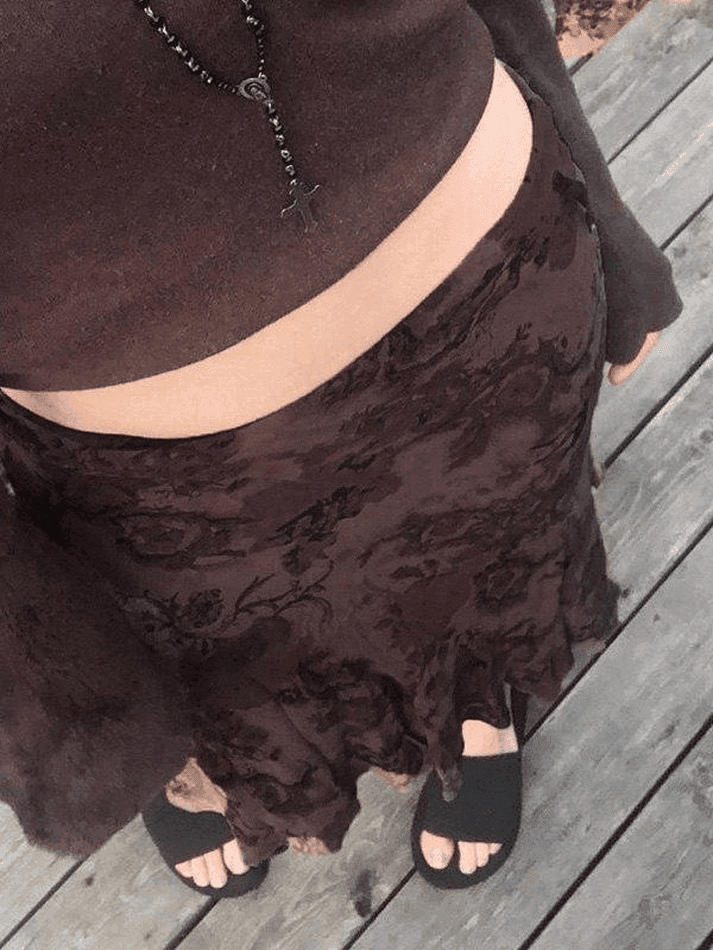 Aiertu  -  Mesh Floral Midi Skirt Aiertu