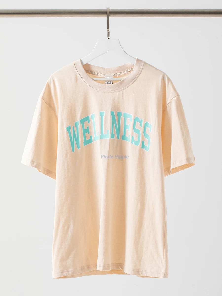 Aiertu  -   Sporty Letter Print T-shirt Women Round Neck Cotton Cozy Casual Short Sleeve Tees 2026 Summer New Classic Fashion T-shirts Aiertu