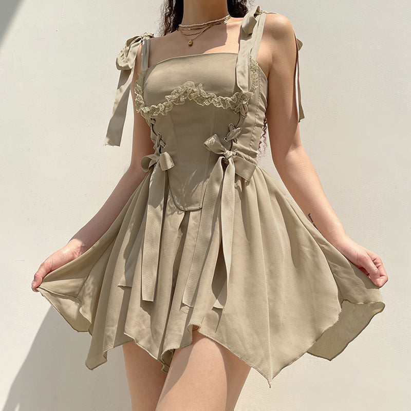 Aiertu - Style Lace And Fungus Stitching Dress Aiertu