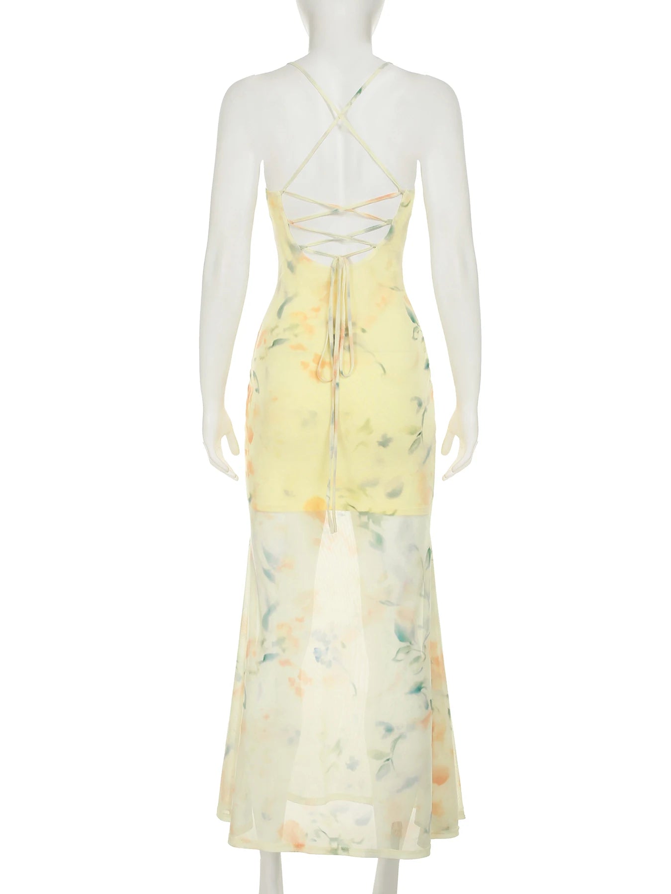 Aiertu  -  Holiday Floral Trumpet Dress Beach Style Sexy Slim Lace V-Neck Sleeveless Maxi Dresses For Women 2026 Summer Fashion Aiertu