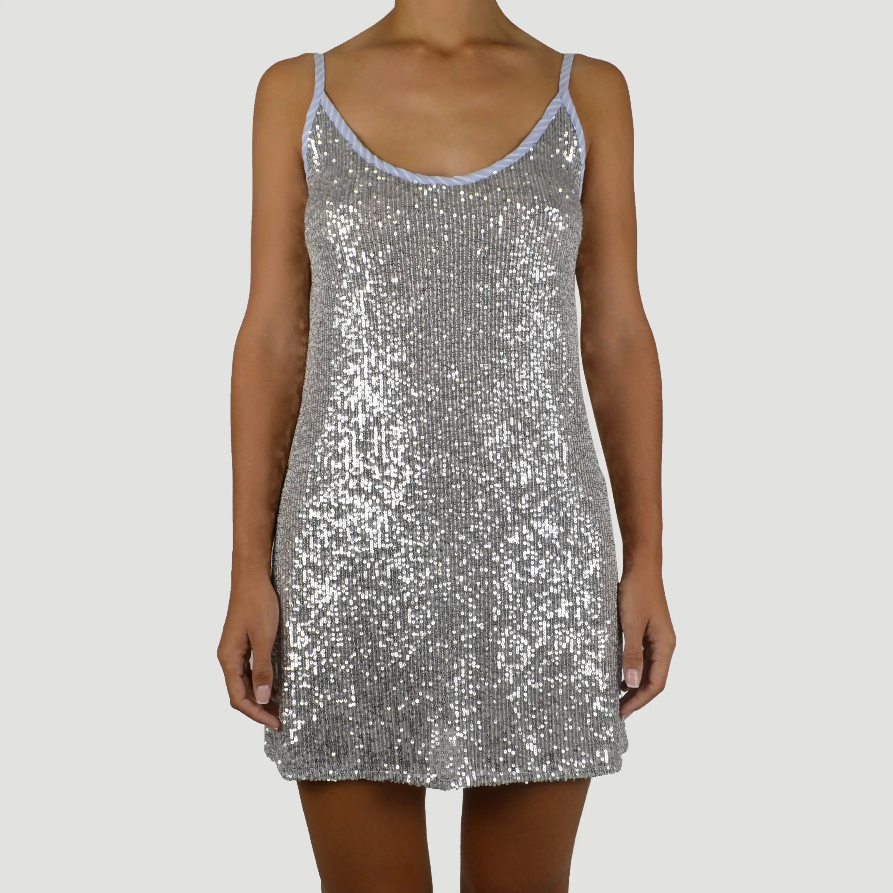 Aiertu  -  Sequin Glitter Mini Dress Summer Sleeveless Spaghetti Strap Camis Dress Women Sexy Club Party Rave Sparkly Dress Aiertu