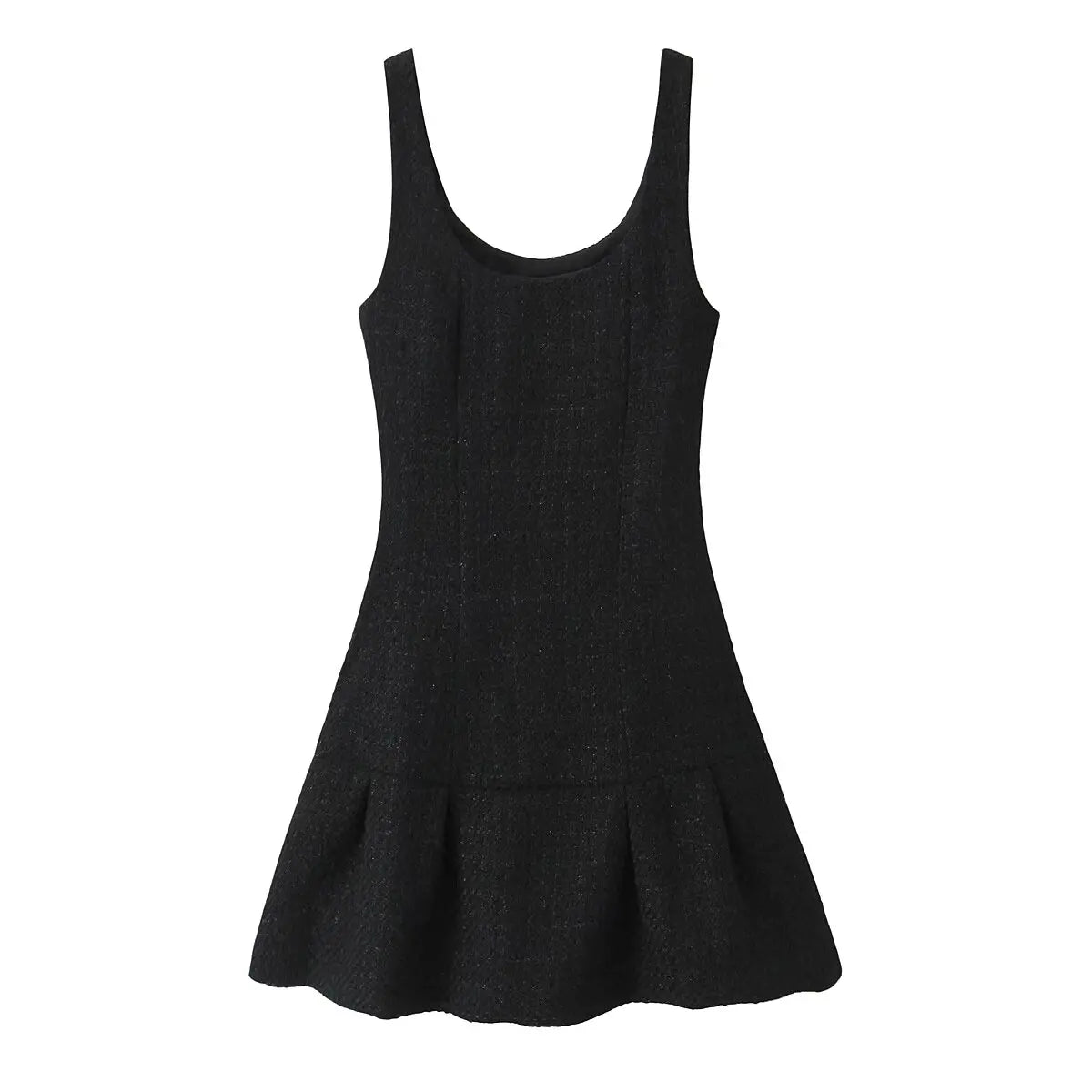 Aiertu  -  French Style Vintage Spring Tweed Tank Dress For Women Elegant Square Neck Sleeveless A-line Mini Dresses Party Robe Aiertu