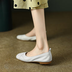 Aiertu  Slip-On Simple Loafers Women Flats Cowhide Ladies Weave Mules Cowhide Daily Driving Flats Women Basic Moccasins Round Toe Size40 Aiertu