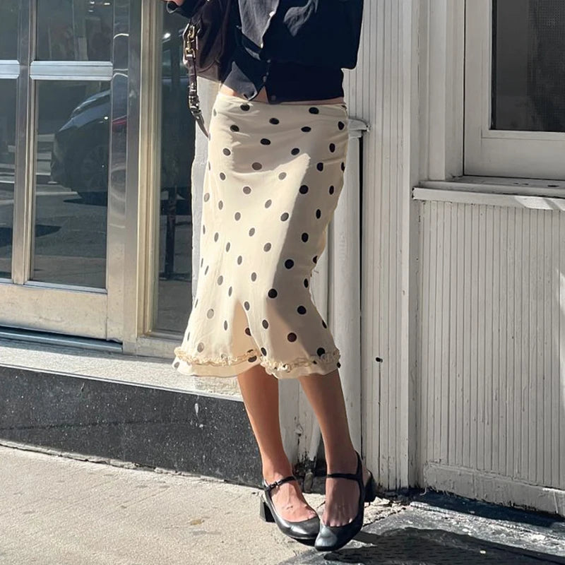 Aiertu  -  Fashion Polk Dot Printed Edible Tree Fungus Trim Skirts Women Holidays Zipper-Up Mesh Half Double Layers Bottoms 2026 Aiertu