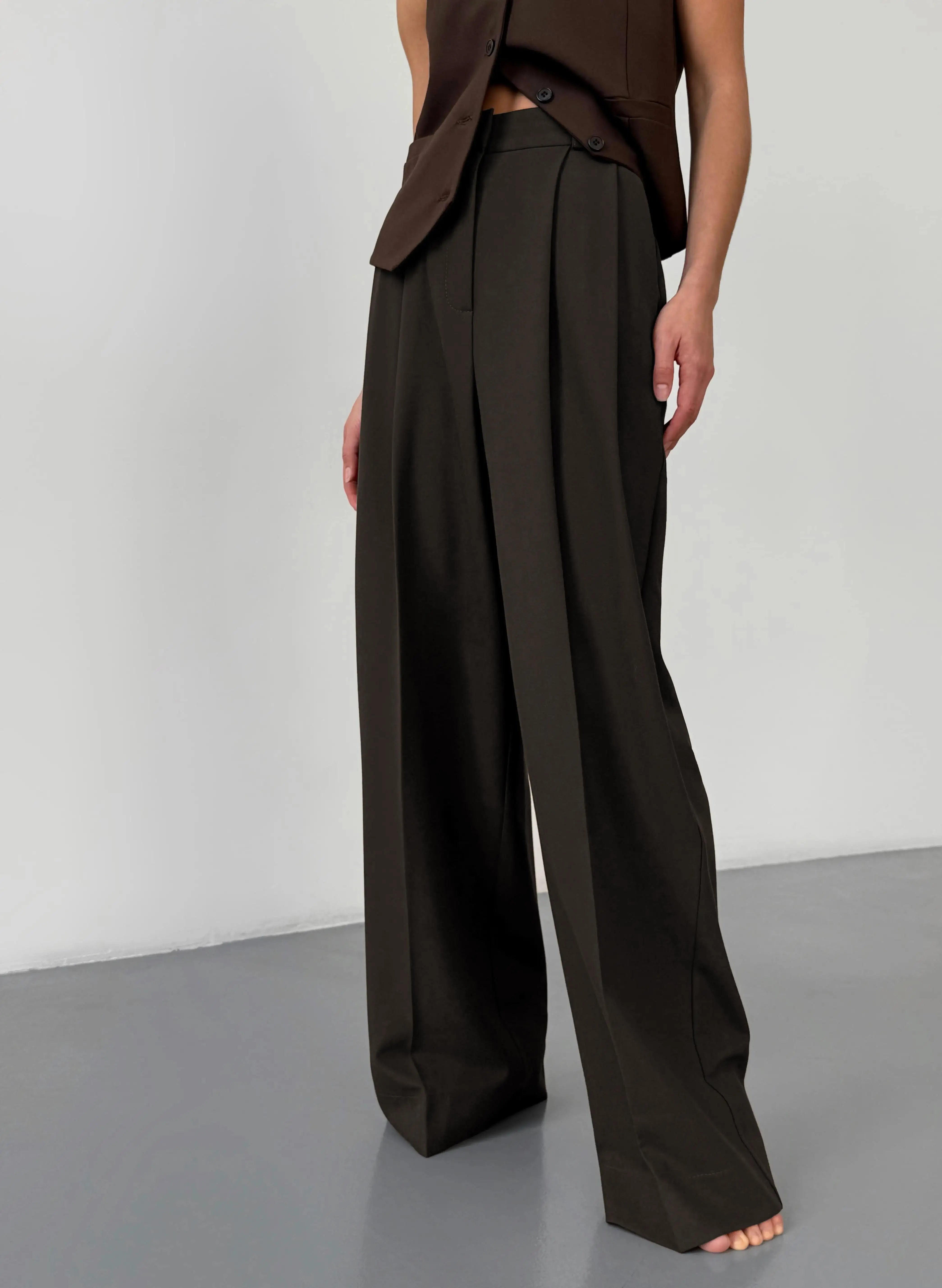 Aiertu  -  Wide Leg Pants Spring Summer New Women's Solid Color Fashion High Waist Trousers Office Lady Chic Loose Suit Pants Aiertu