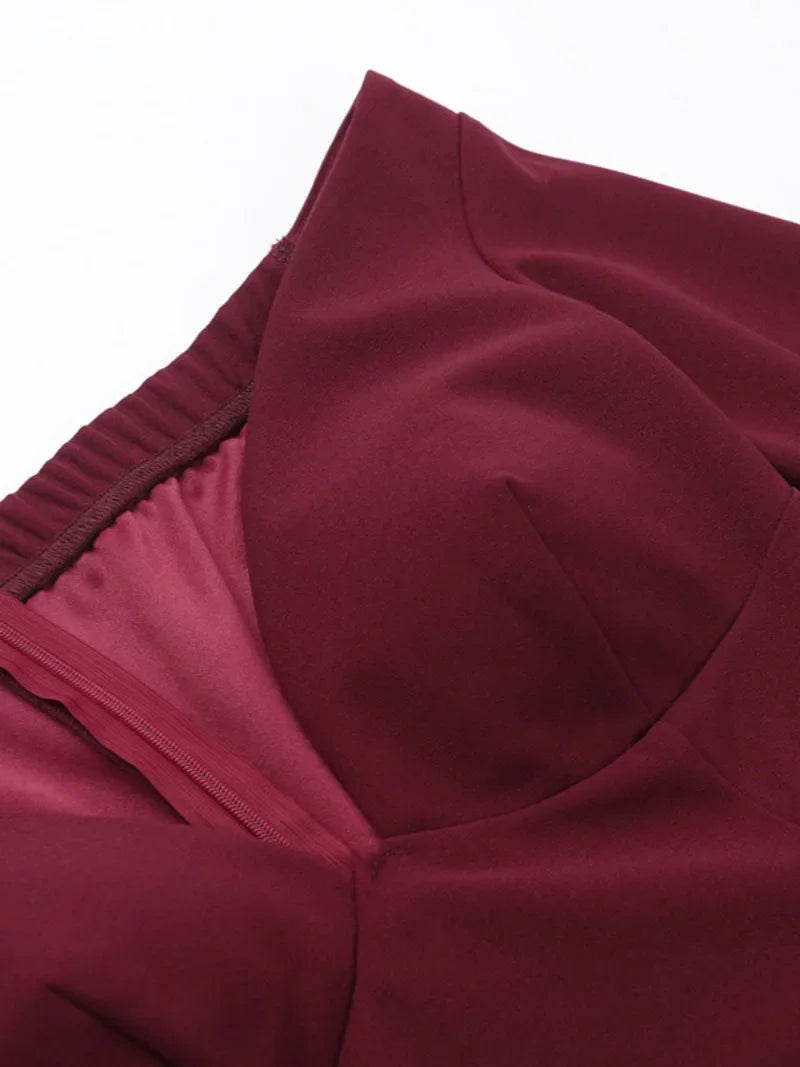 Aiertu  -  Women Corset A-line Party Dress Lady V-neck Off Shoulder Long Sleeve High Waist Tunics Short Dress Ruched Pleated Birthday Gowns Aiertu