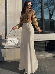 Aiertu  -  Women's High Waisted Solid Long Skirt Elegant Lce Silk Satin Slim Fit Skirt Fashion Office Lady Summer Long Skirt Aiertu