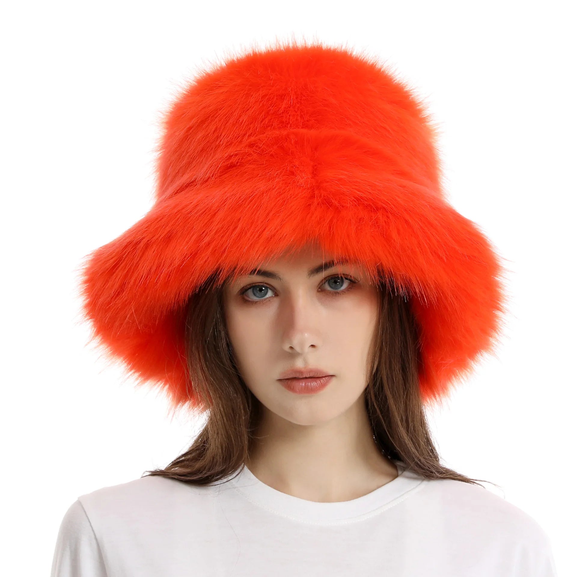 Aiertu  -  New Autumn and Winter Plush Imitation Fox Fur Basin Hat Ski Hat Fisherman Hat Warm Fur Furry Imitation Fur Women's Hat Aiertu