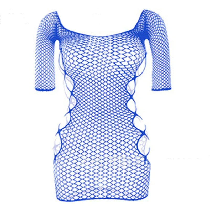 Aiertu Sexy Female Dress Sleepwear Long Sleeve Clothes Ladies Summer Fishnet Short Net Skirt Lingerie Women Aiertu