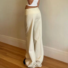 Aiertu  -   party look snspos Solid Color Women Flare Pants Y2K Streetwear Spring Slim Boot Cut Trousers Basic Low Waist Buckle Zipper Fly Pants Aiertu