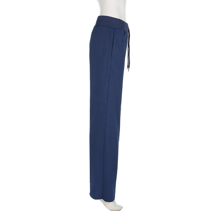Aiertu  -  Casual Solid Basic Knitted Women Pants Sweatpants Straight Leg Streetwear Autumn Winter Full Length Trousers Bottoms Aiertu