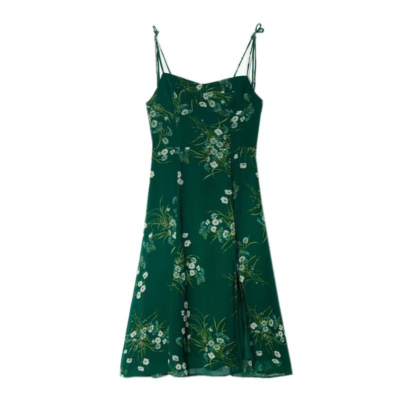 Aiertu - Lace Up Slit Green Midi Dress Aiertu