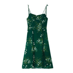 Aiertu - Lace Up Slit Green Midi Dress Aiertu