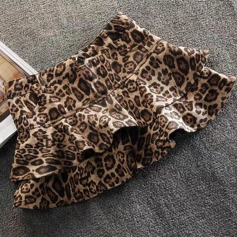 Aiertu  -  New Goth Harajuku Leopard Print Two Piece Sets Womens Outfits Sexy Fashion Y2k Skirt Sets Shorts Halter Crop Tops Streetwear Aiertu