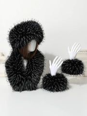 Aiertu  -  3-piece Set of Imitation Fox Fur Headband Hats for Winter Warm Earmuffs for Girls Natural Fluffy Plush Hats Aiertu