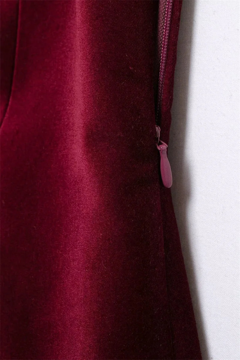 Aiertu  -  Sexy Wine Red Velvet Sling Mini Dress for Women V-Neck Backless Slim A-line Dresses Merry Christmas Party Vestidos Aiertu