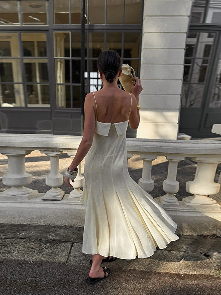 Aiertu  Sexy Perspective Pleated Sling Dress Lady Chic Sleeveless Backless Tube Long Dresses Female Summer Fashion Street Party Vestidos Aiertu