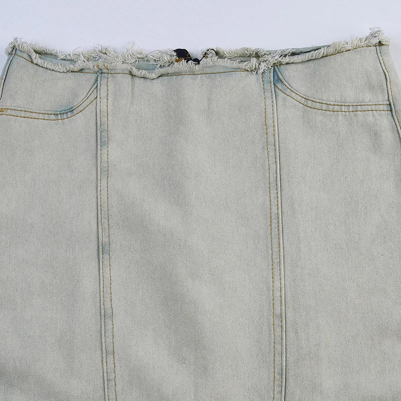 Aiertu  -  Female Vintage Chic High Streetwear Sexy Back Split Mermaid Skirts Woman Long Denim Skirt Low Rise Skinny Jean Skirts Aiertu