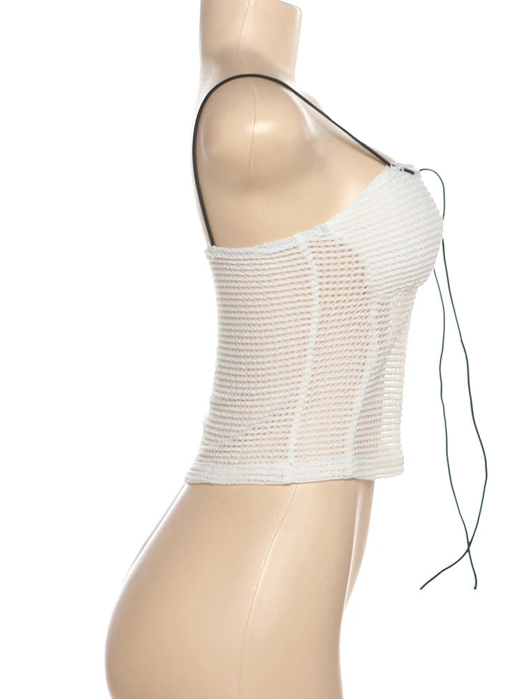 Aiertu  -  Summer Matching Sweat 2 Piece Sets Sexy Fashion Lace Up Knitted Camis+Shirring Stretch Mini Shorts Female Trend Outfits Aiertu