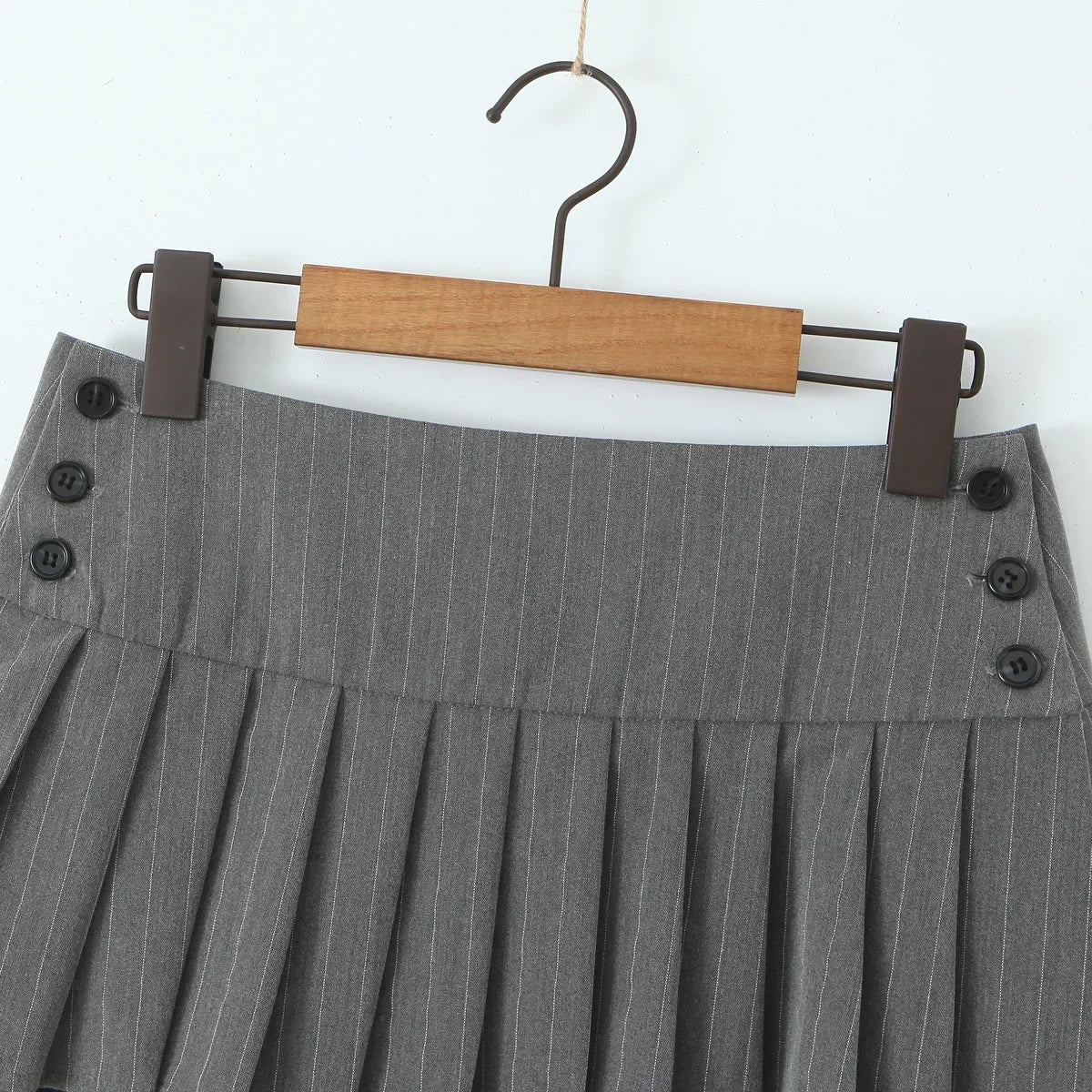 Aiertu  -  party look snspos Y2K Grey Striped Print Side 3 Buttons Pleated Mini Skirt Sexy Low Waist Short Skater Skirts Aiertu