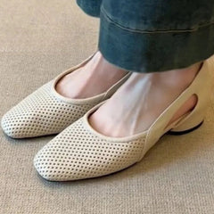 Aiertu  -  Shallow-mouthed Square Toe French Anti-slip Low-heeled Sandals, Summer Bag Toe Retro Style, Breathable Soft-soled Casual Shoes Aiertu