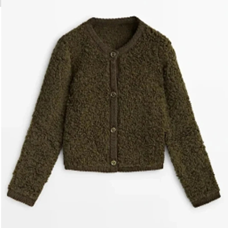 Aiertu  -  Elegant Lamb Wool Spliced Coats Women Casual O-neck Button Long Sleeve Female Jacket 2023 Autumn Winter Office Lady Commute Coat Aiertu