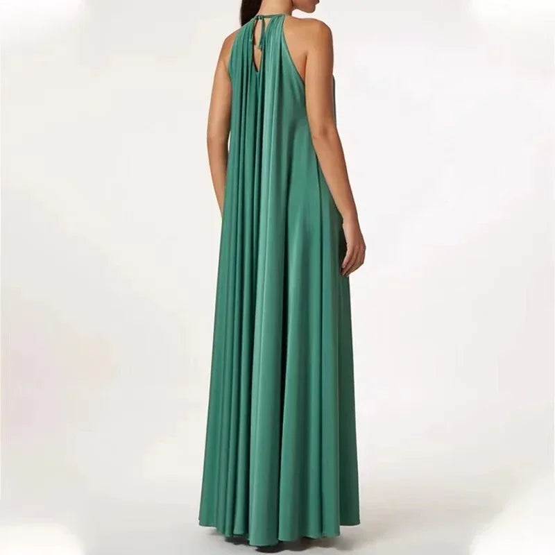 Aiertu  -  Solid Color Halter Long Dress Women's Swimwear Summer Elegant Bikini Suit Cutout Sleeveless Vacation Luxury Beach Swimsuits Aiertu