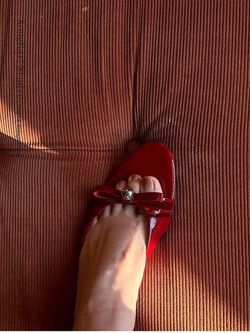 Aiertu  -   New Summer Thin Low Heels Slippers Women Fashion Butterfly-knot Open Toe Sandals Female Slides Shoes Aiertu