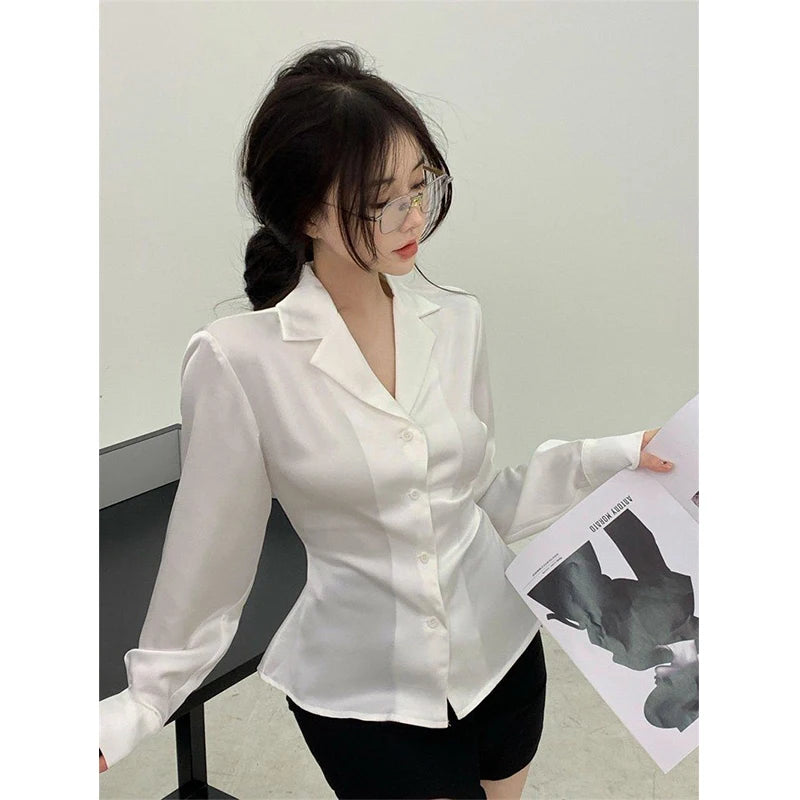 Spring Outfits Back To School Outfits White Shirts Women Jk Preppy Tie Puff Long Sleeve Blouses Student Lolita Office Lady Korean Ruffles Slim All Match Crop Tops New Aiertu