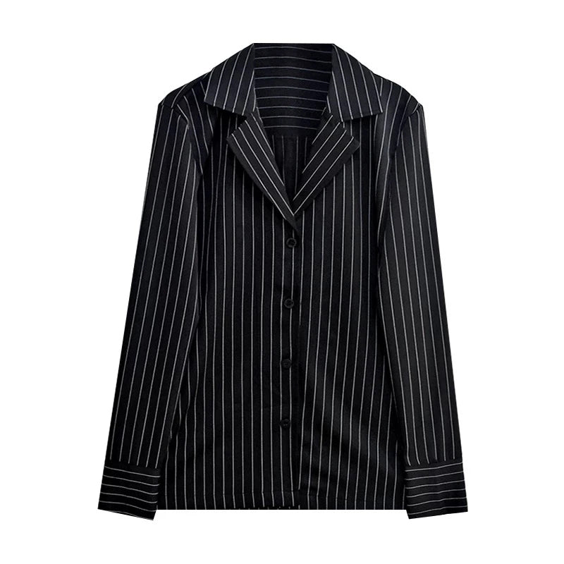 Aiertu Black Striped Blouses Women Korean Sexy V-Neck Slim Shirts Office Lady Fashion Elegant Long Sleeve Tunics Casual Tops New Aiertu