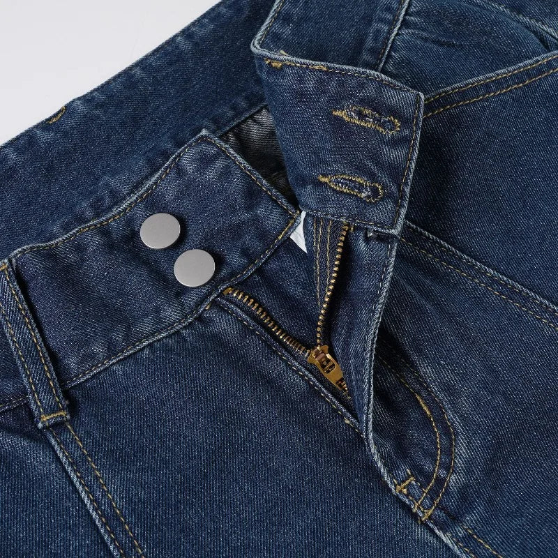 Aiertu  -  Blue Baggy Jeans Japanese 2000s Style Y2k Pants Downtown Girl Aesthetic Denim Flare Pants Streetwear Clothing P67-EZ55 Aiertu