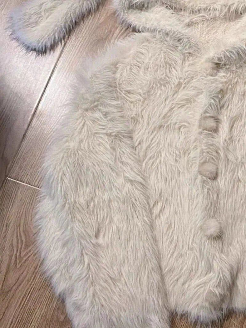 Aiertu  -  Y2K Fashion Niche Plush Rabbit Ears Knitted Hoodie Women Winter New Korean Street Plush Warm Slim Sweet Casual Hoodie Aiertu