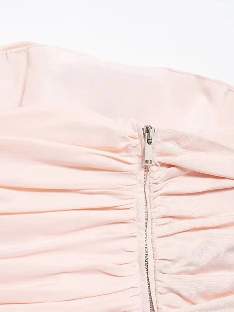 Aiertu  -  Sexy Bow Decoration Pleated Tube Top Women Sleeveless Strapless Zipper Female Cropped Vest  Summer Lady Fashion Streetwear Aiertu