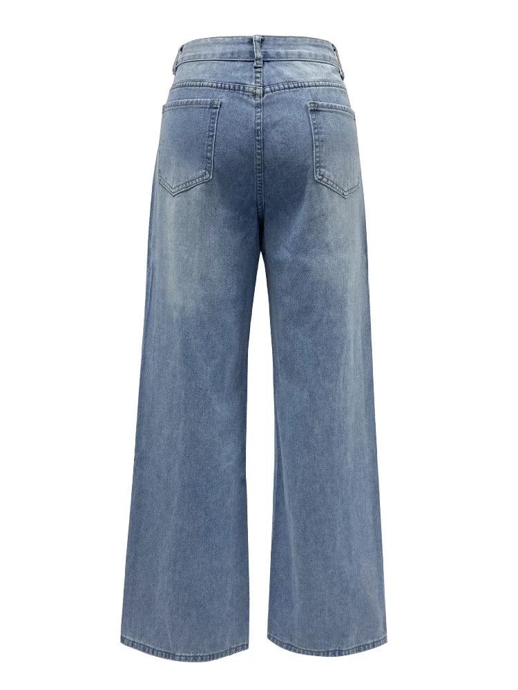 Aiertu  -   Vintage Blue Jeans for Women 2026 Summer Fashion Egirl Streetwear y2k Wide Leg Pants Women's High Waisted Baggy Jeans Aiertu