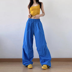 Aiertu  -  New sports wide-leg pants hiphop loose paratrooper retro pleated straight tooling casual pants Aiertu
