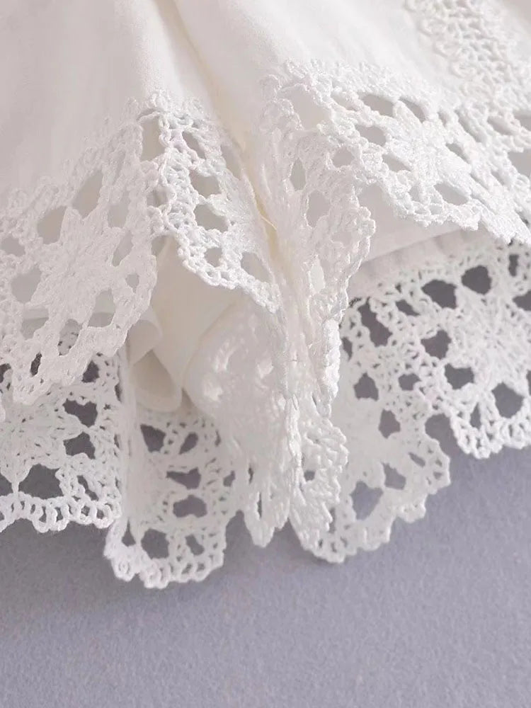 Aiertu  -  Summer Women Sweet Suits 2 piece Sets White Lace Shirts Tops and Shorts Female Fashion Street Two pieces Clothing Aiertu
