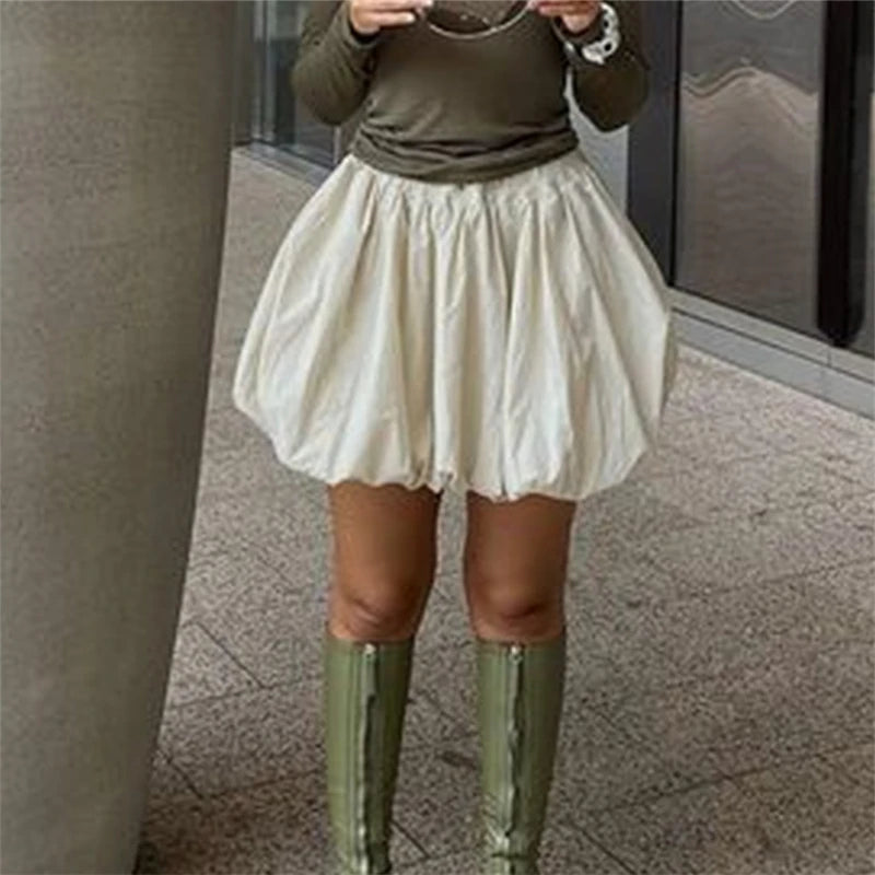 Aiertu  -  Women Y2K Bubble Skirt High Waist Ruffle Hem A Line Pleated Mini Short Skirt Teen Girls Puffy Short Skirts Streetwear Aiertu