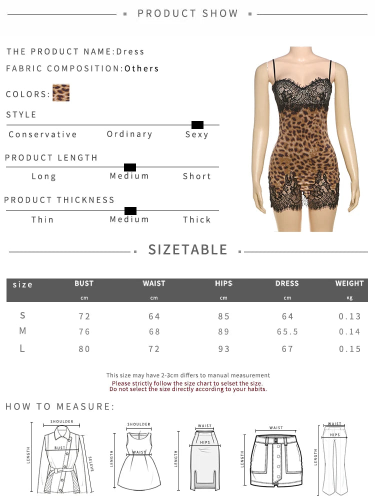 Aiertu  -  Women's Patchwork Coquette Lace Women Mini Dress Sexy Hot Suspendency Backless Slim Frock Mujer Leopard Midnight Vestido Aiertu