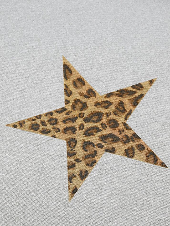 Aiertu  -Leopard Star Print Oversized Hoodie aiertu