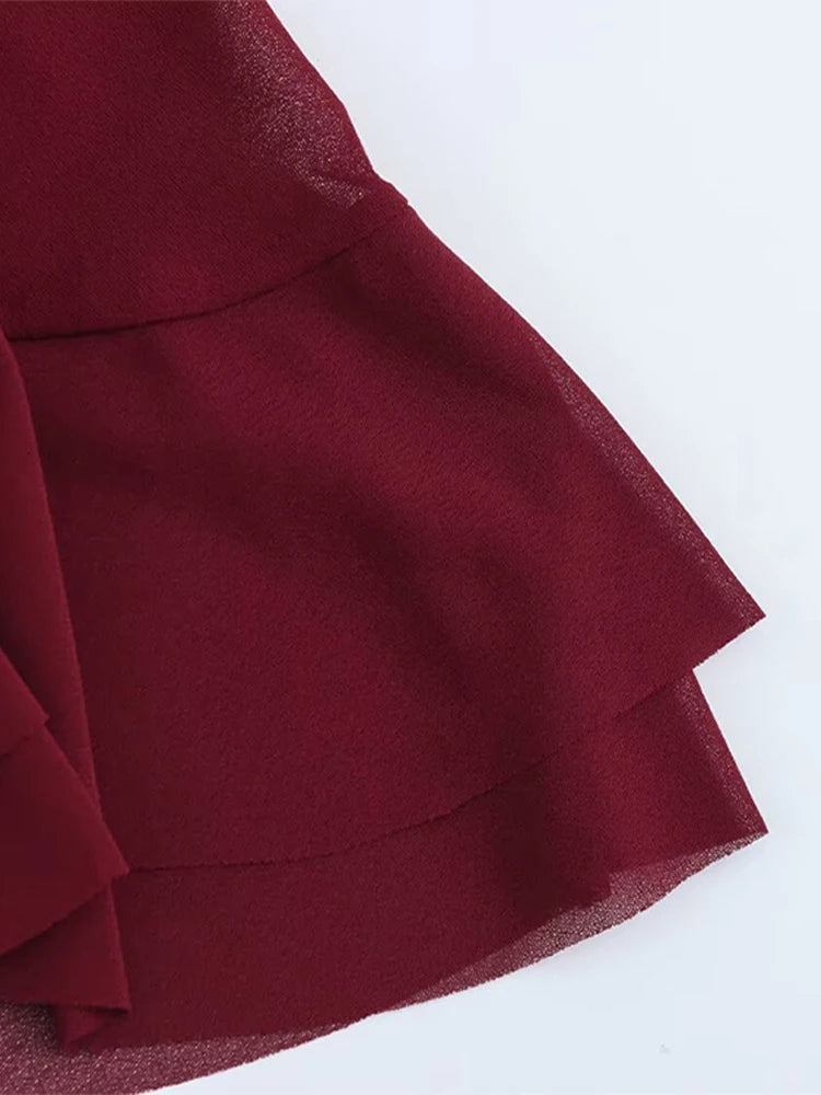 Aiertu  -  Layered Bow Cloak Women Shirt Top Pleated Round Neck Female Cape Jacket Coat Ribbon French Perspective Loose Casual Blouse New Aiertu