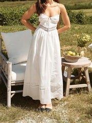 Aiertu  -   Elegant Lace Sleeveless Maxi Dress with V-Neckline and Open Back Detail for Evening Cocktail Wedding Party Wear Aiertu